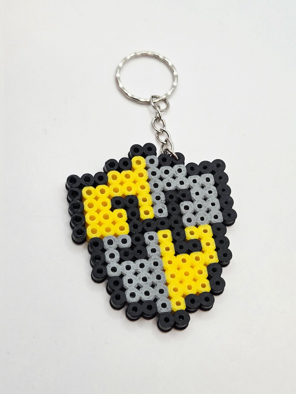 Handmade‎ Hufflepuff Inspired Perler Bead Keychain Pixel Art House Crest Keyring